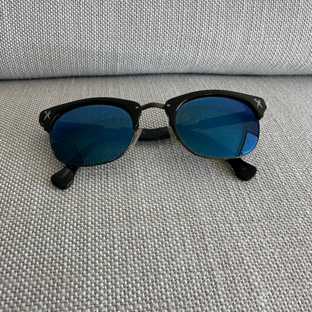 Marc Echo The Alex Black Frame & Mirror Blue Sunglasses